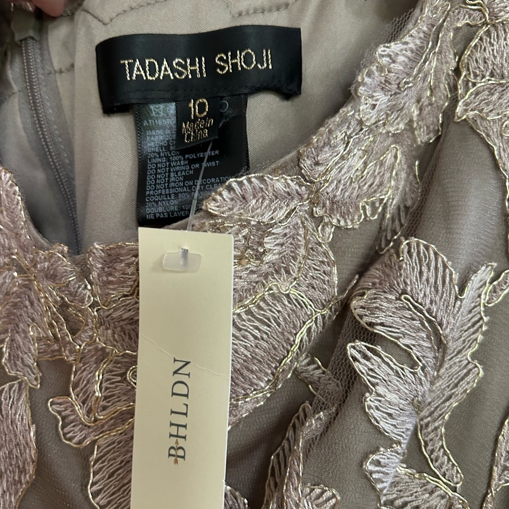 Tadashi Shoji Taupe Embroidered Dress - Picture 2 of 4